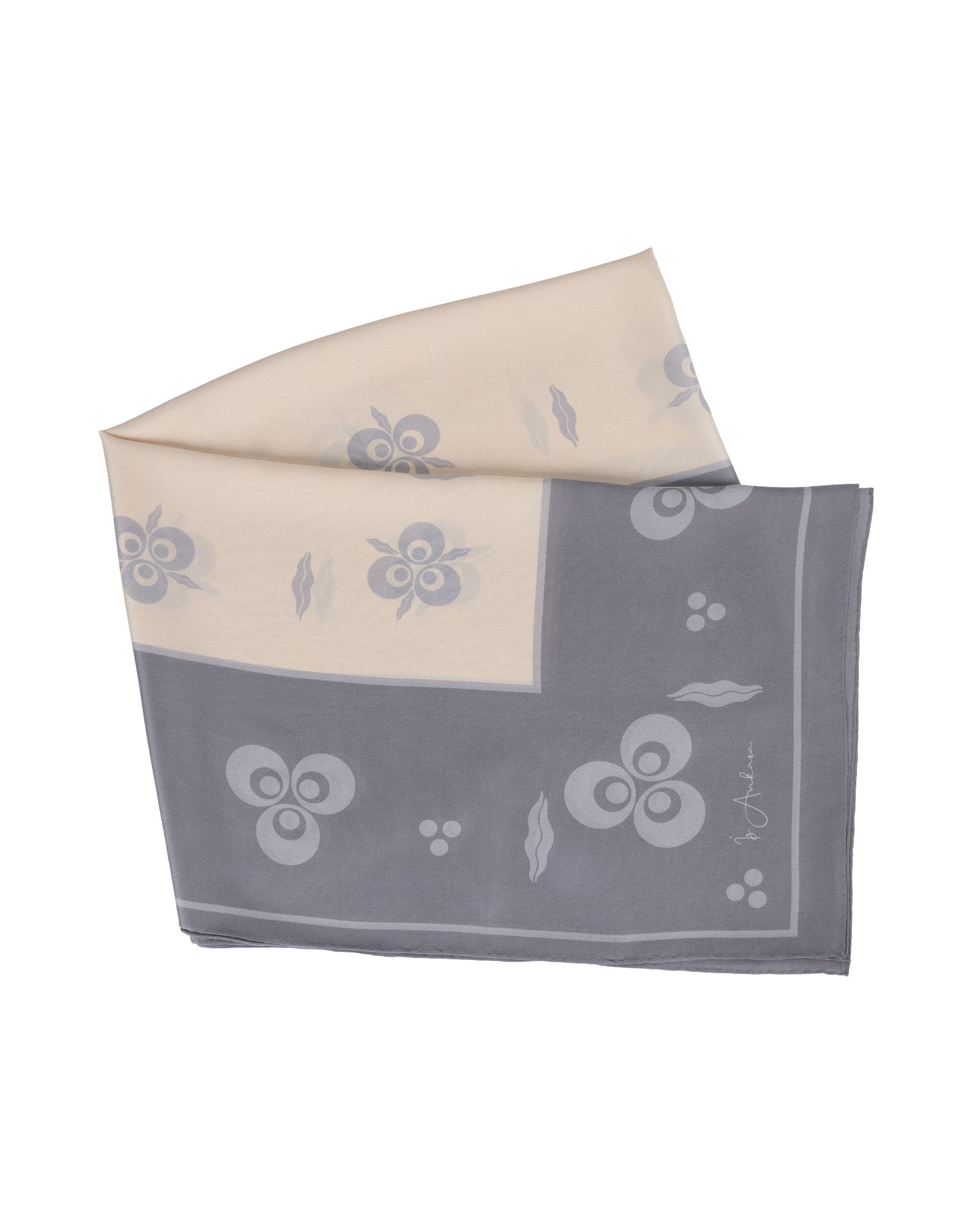 Çintemani Patterned Silk Shawl | Grey - Beige - izankara