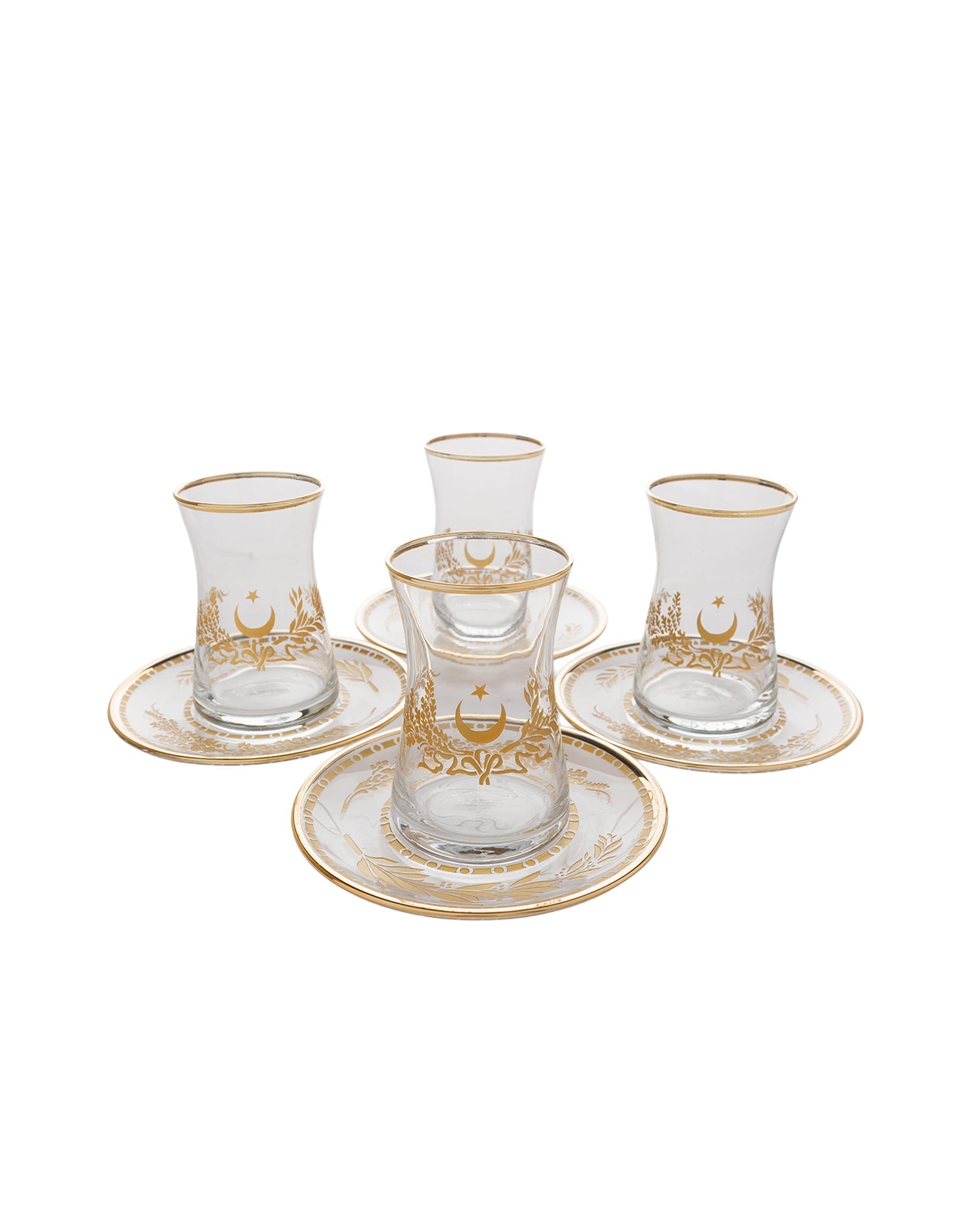 Crescent & Star Botanical Motif Tea Glass Set - izankara