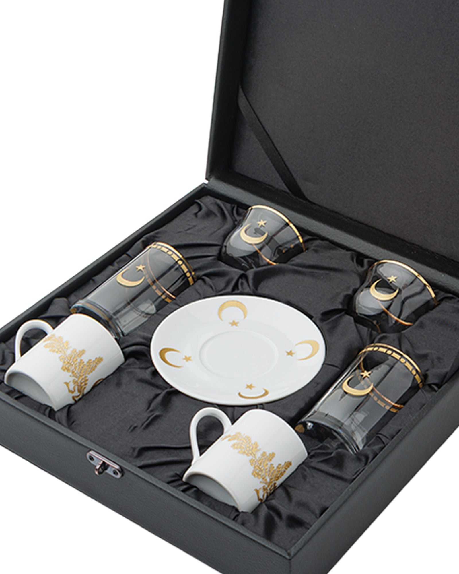 Crescent & Star Turkish Coffee Set & Water Glasses - izankara