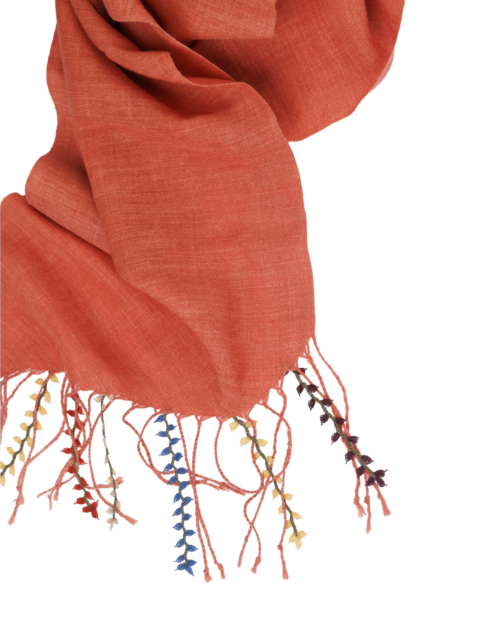Embroidered Needle Lace Fringe Sof Woven Scarf - izankara