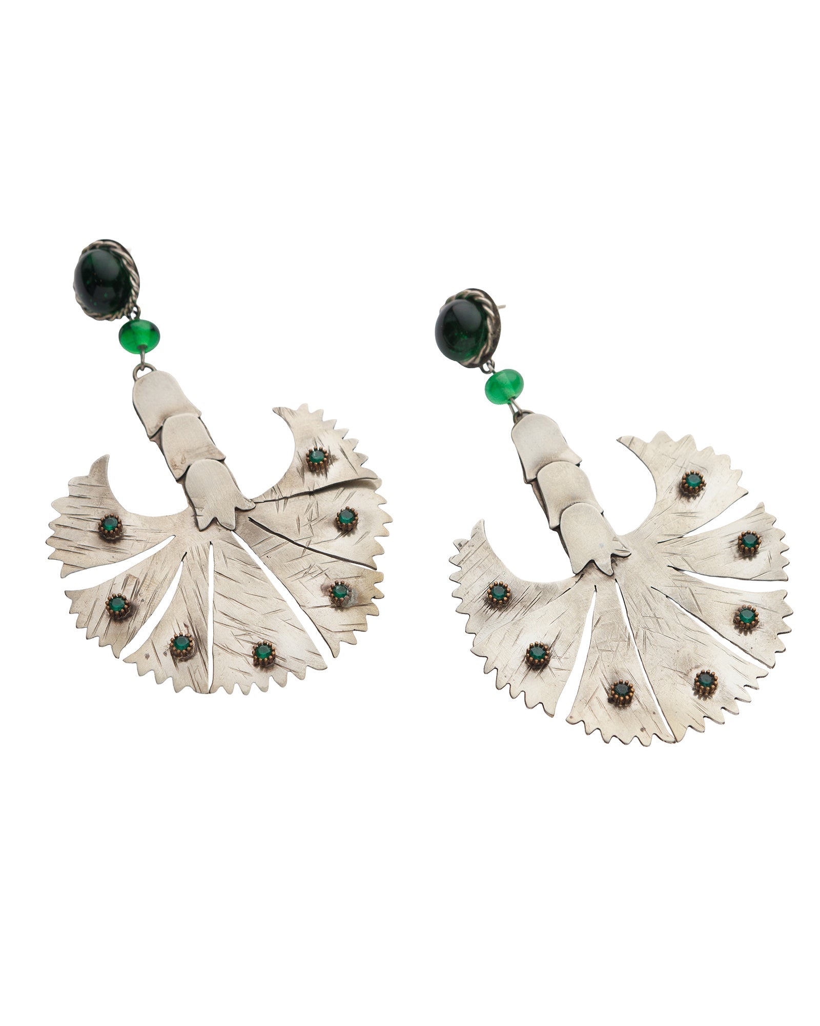Emerald Green Stone Earring Set - izankara