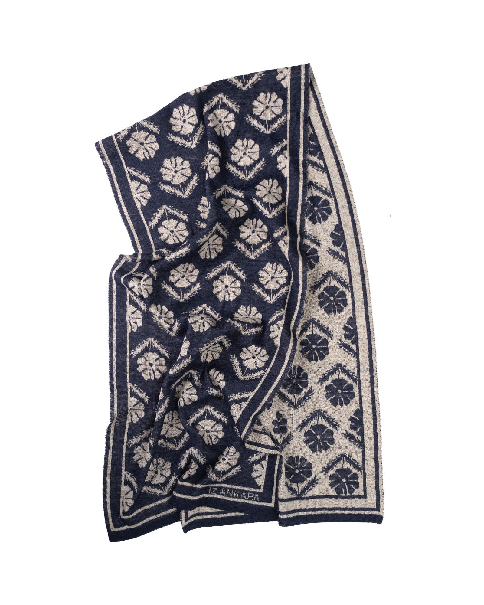 Flower of Love Mohair Scarf | Navy - izankara