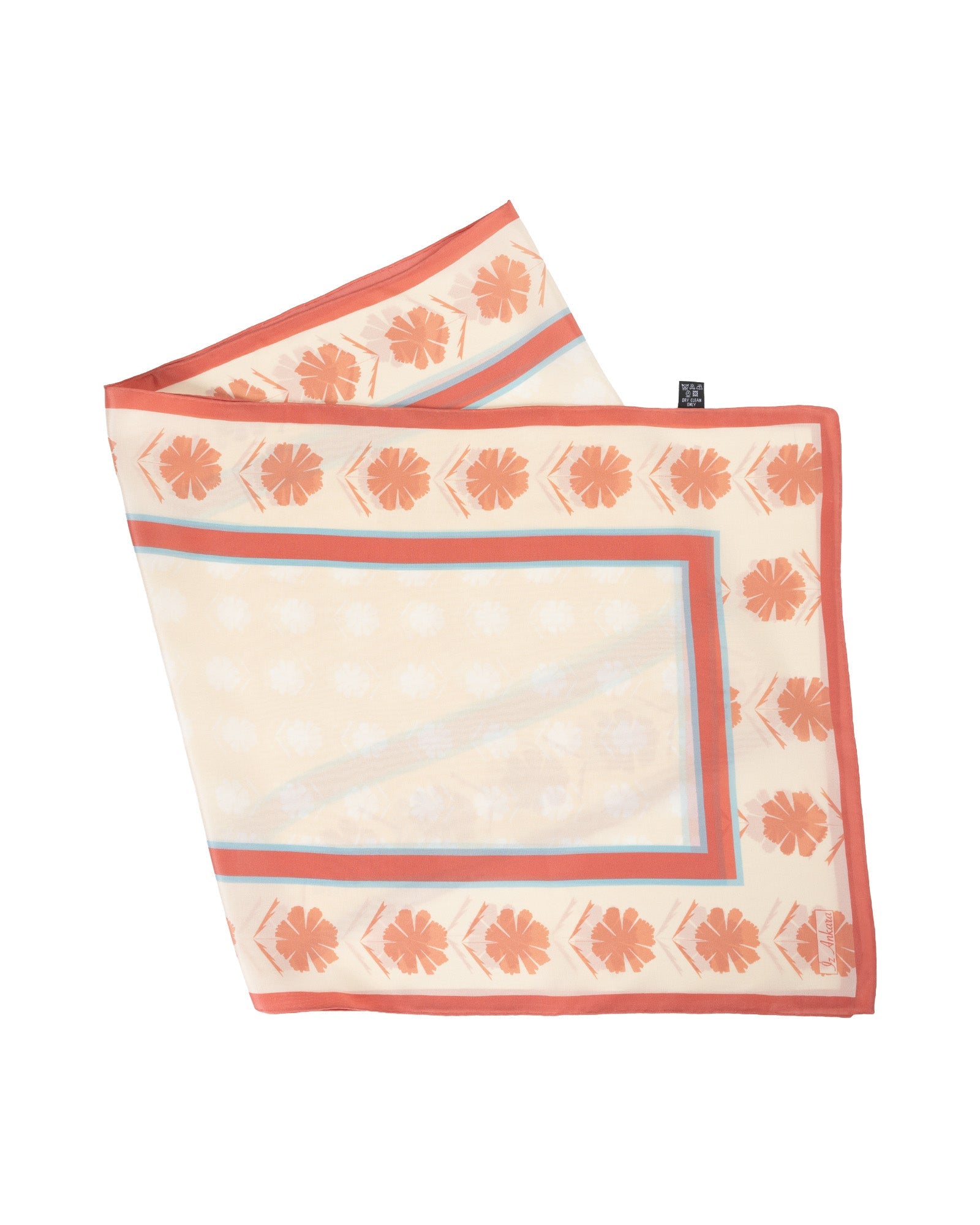 Flower of Love Patterned Silk Scarf | Orange & Rose - izankara