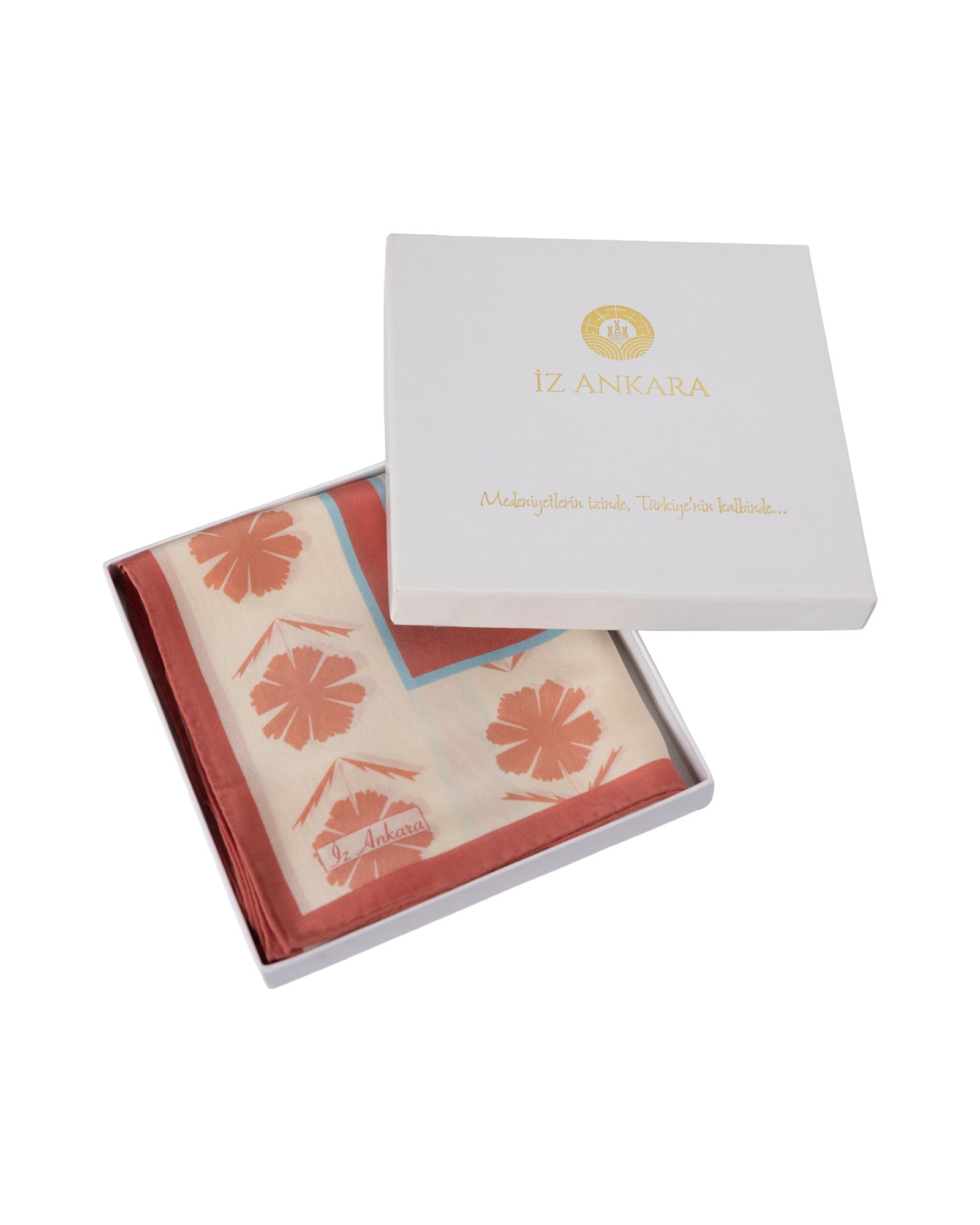 Flower of Love Patterned Silk Scarf | Orange & Rose - izankara