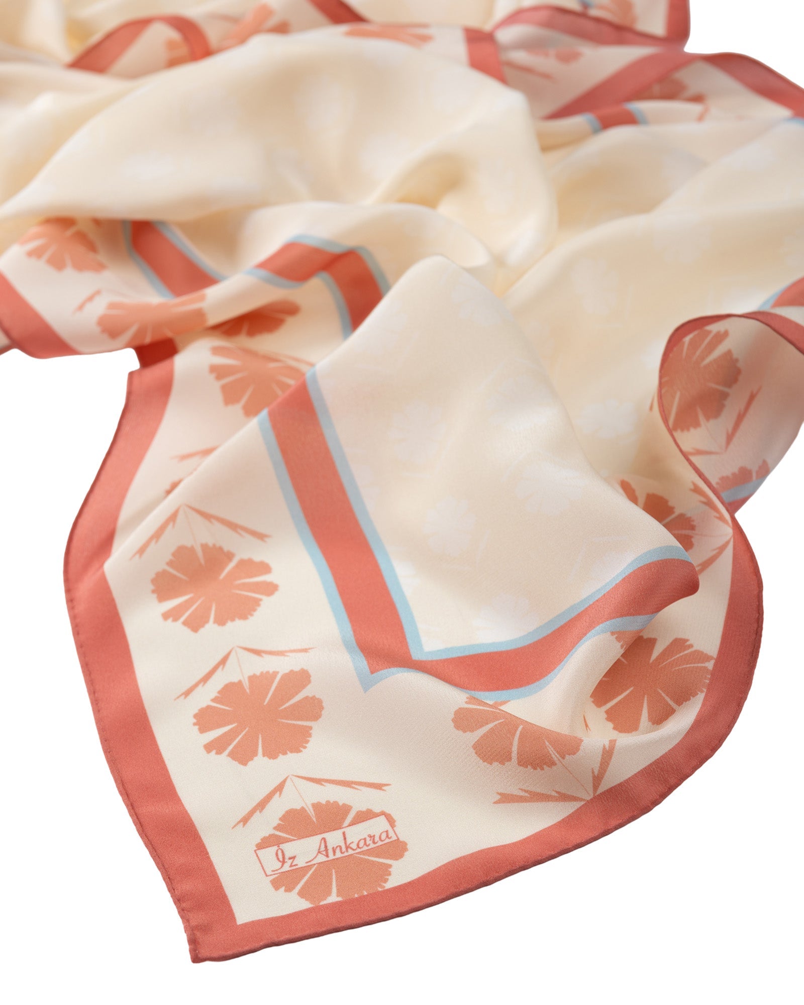 Flower of Love Patterned Silk Shawl | Orange & Rose - izankara