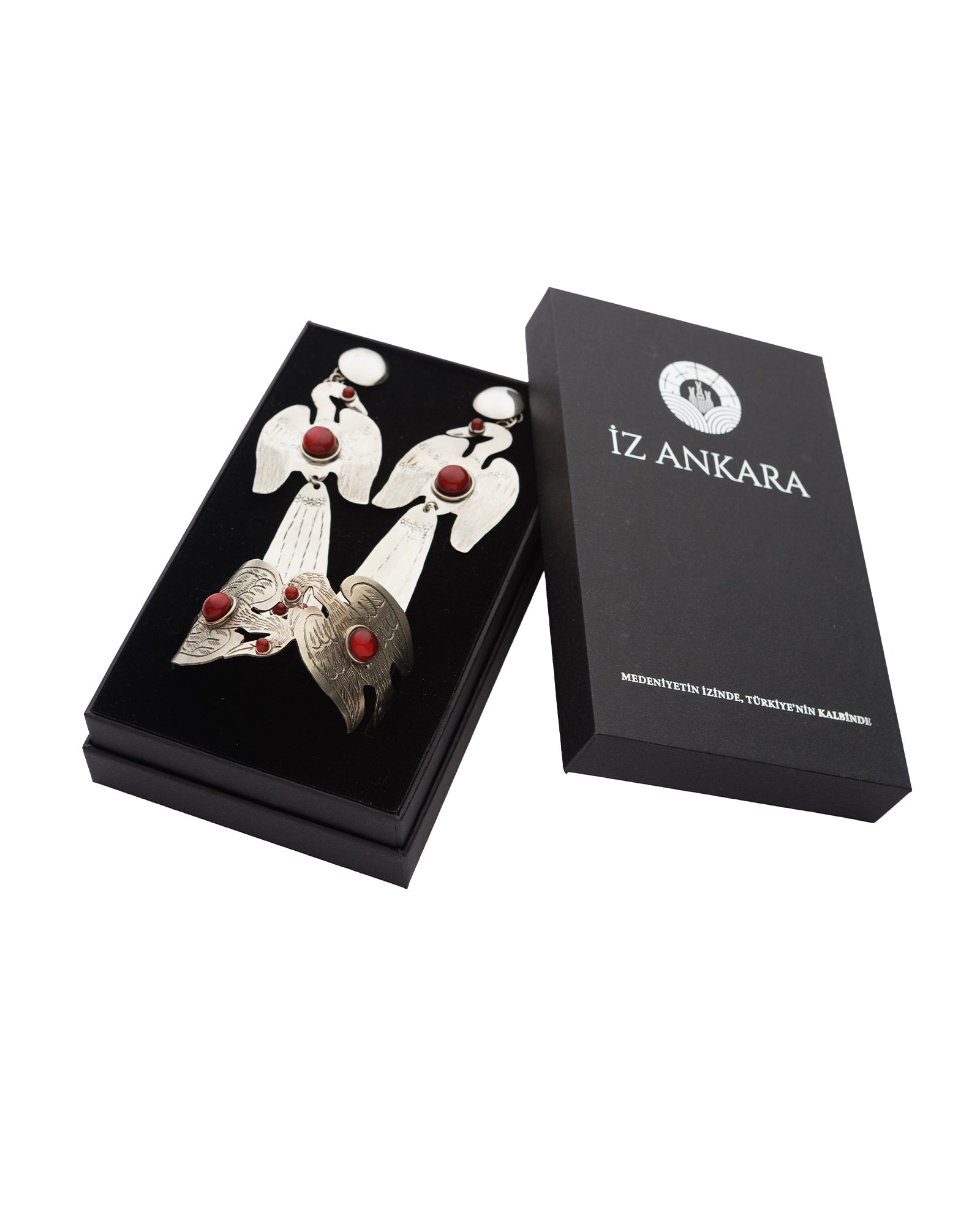 Hittite Inspired Bird Figured Earring and Bracelet Set - izankara