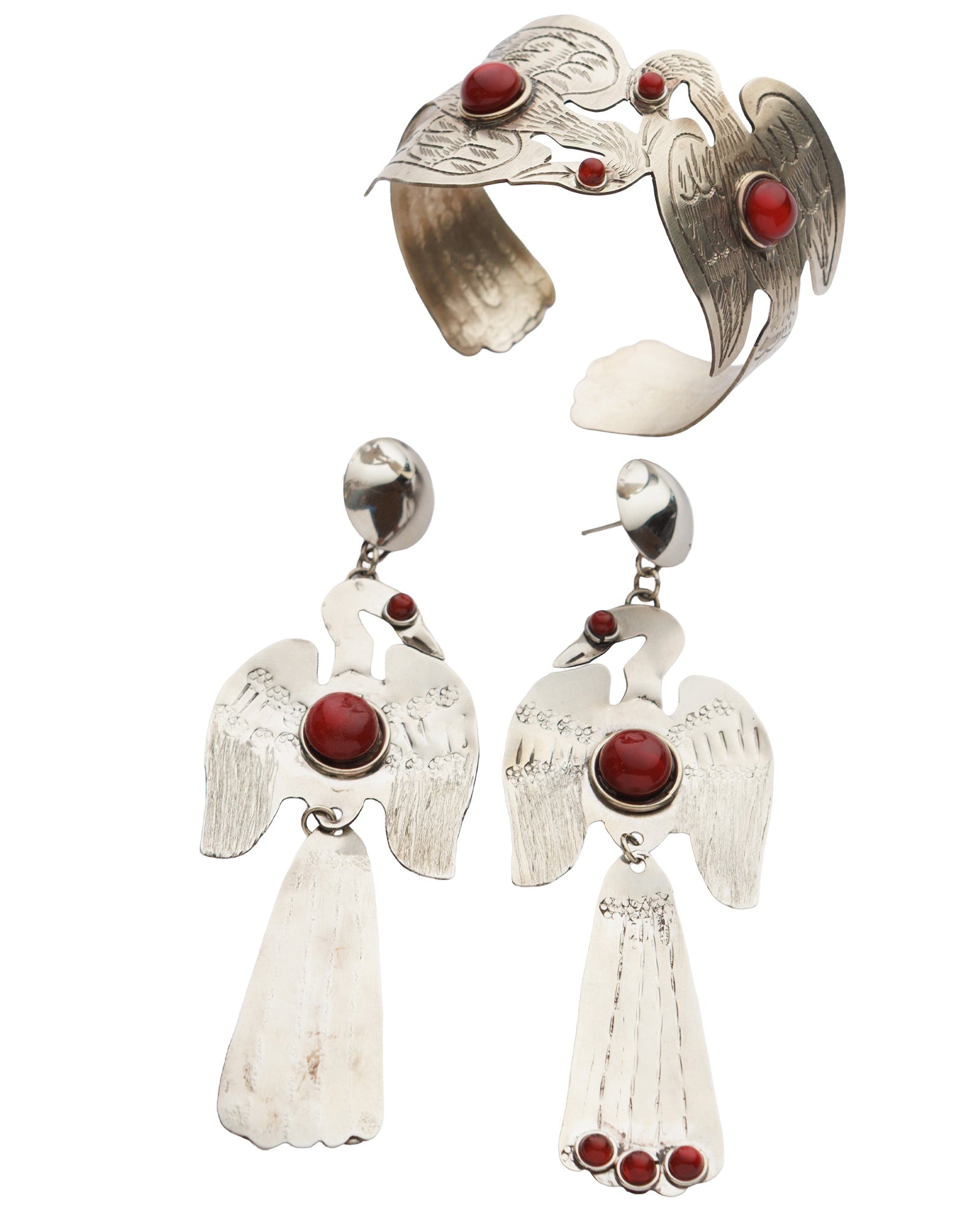 Hittite Inspired Bird Figured Earring and Bracelet Set - izankara