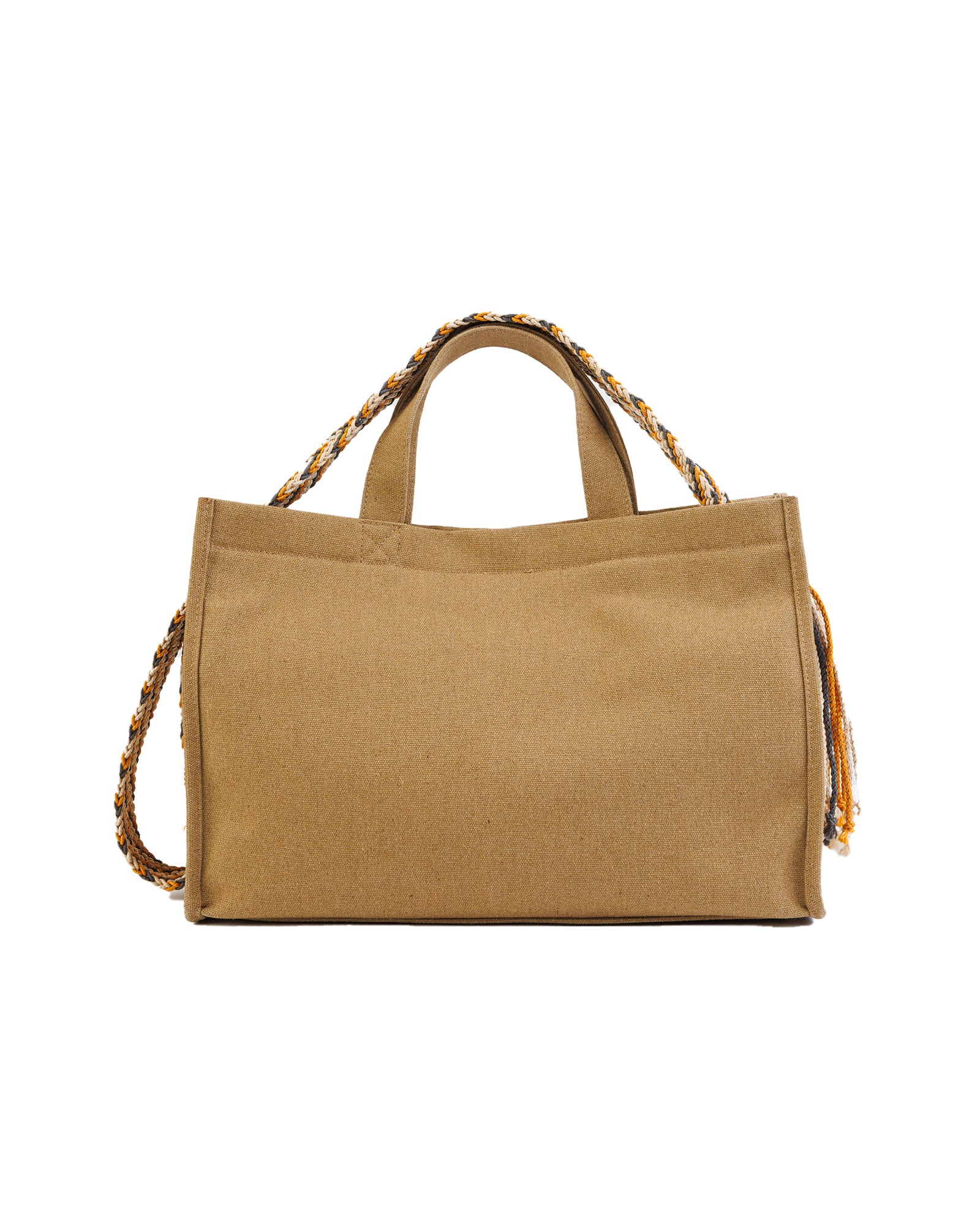 Wayuu Saplı Kanvas Omuz Çantası - Kahverengi Saplı