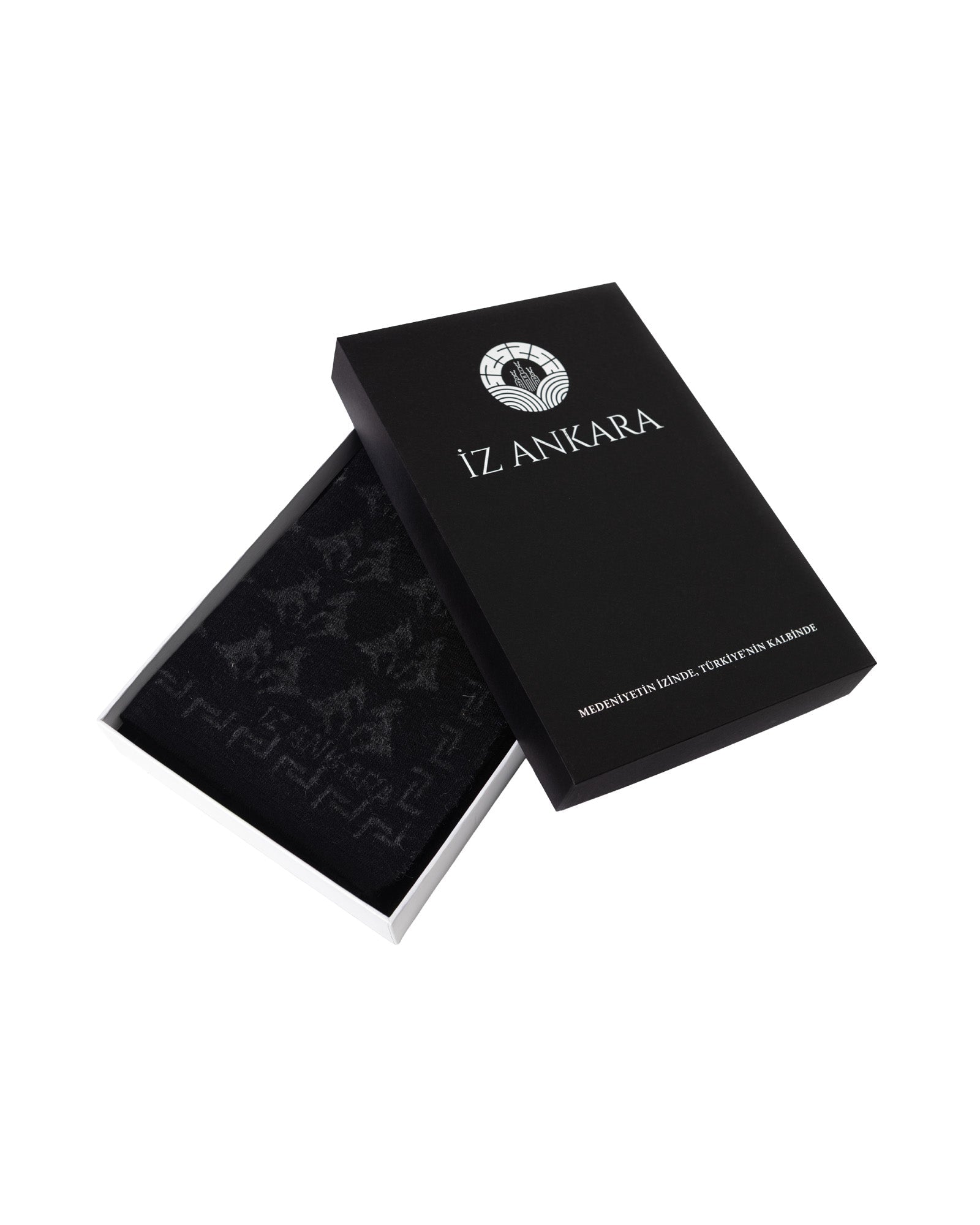 Mohair Scarf with Ankara Goat Symbol | Black - izankara