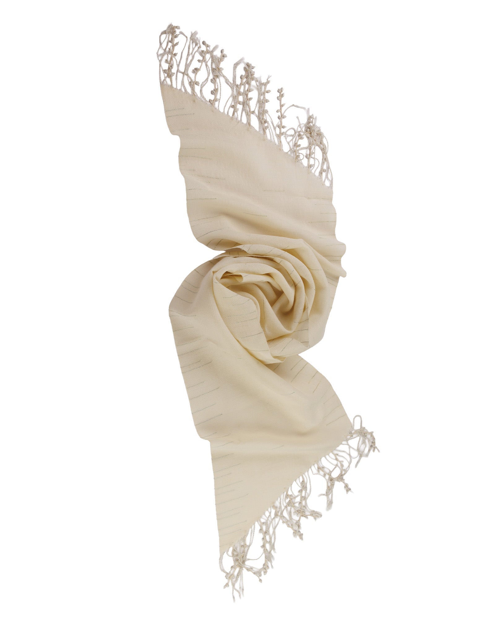 Needle Lace Fringes - Sof Woven Shawl - 302 243 - izankara