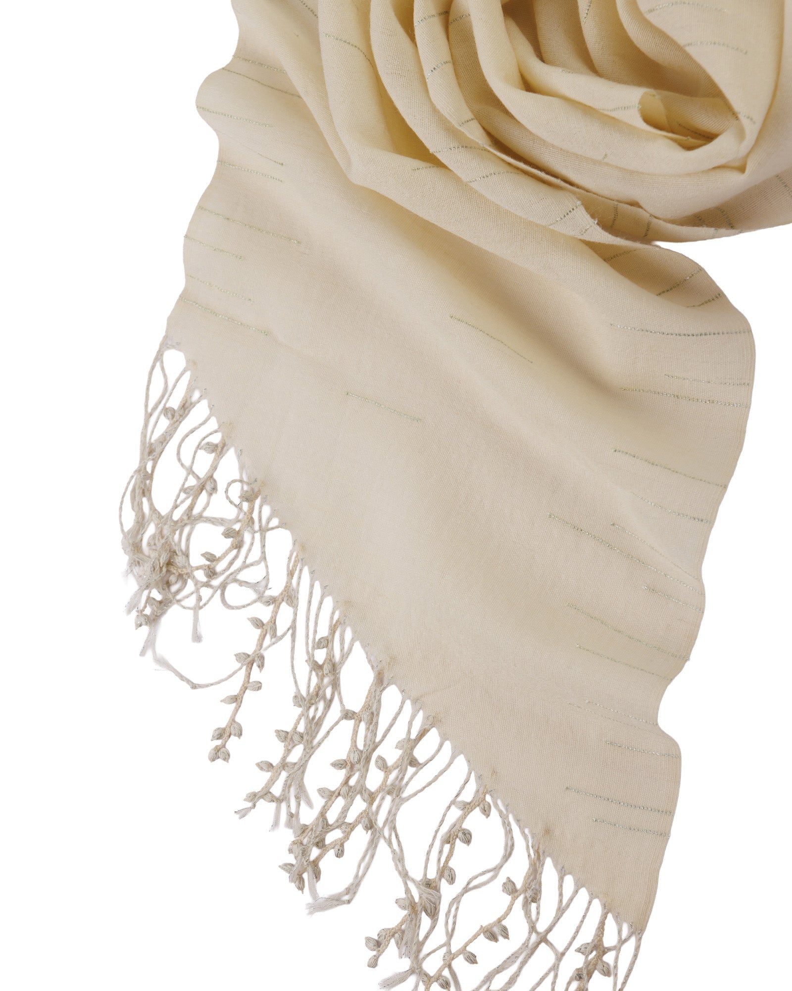 Needle Lace Fringes - Sof Woven Shawl - 302 243 - izankara