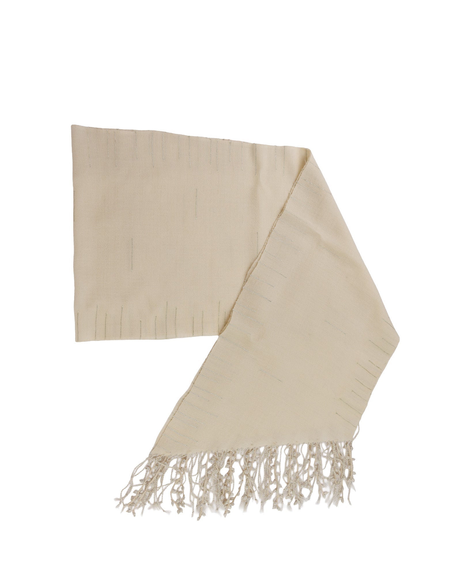 Needle Lace Fringes - Sof Woven Shawl - 302 243 - izankara