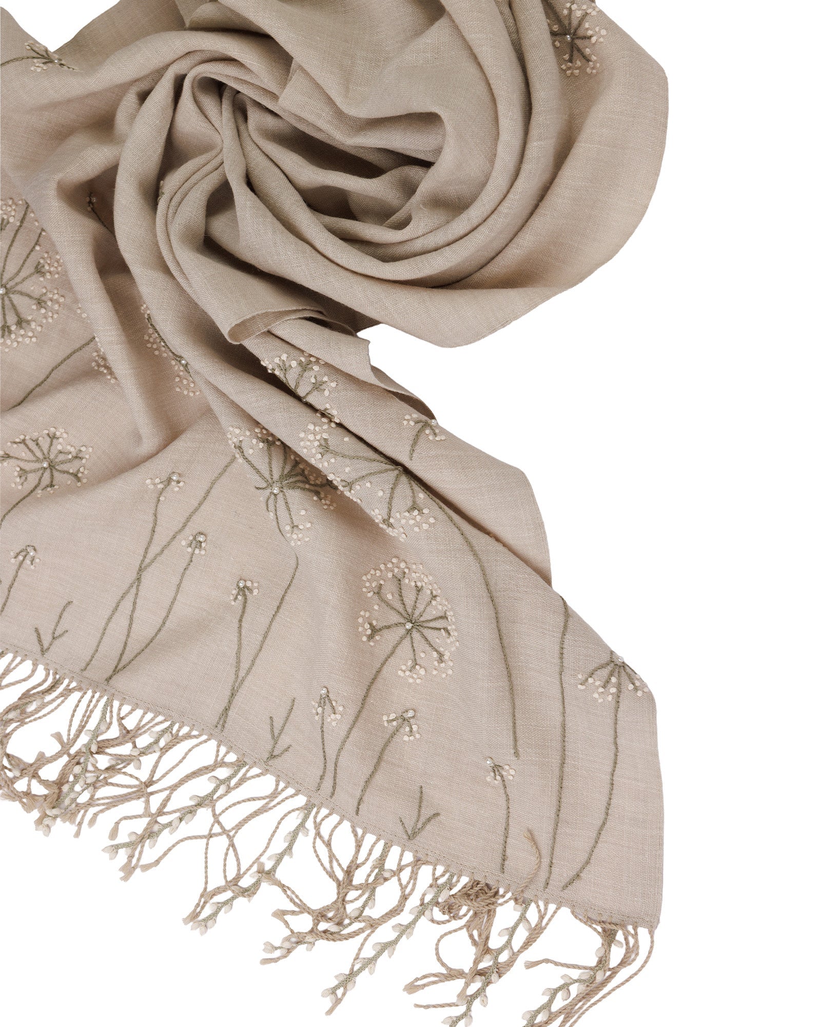 Needle Lace Trimmed Woven Sof Shawl - 302 245 - izankara