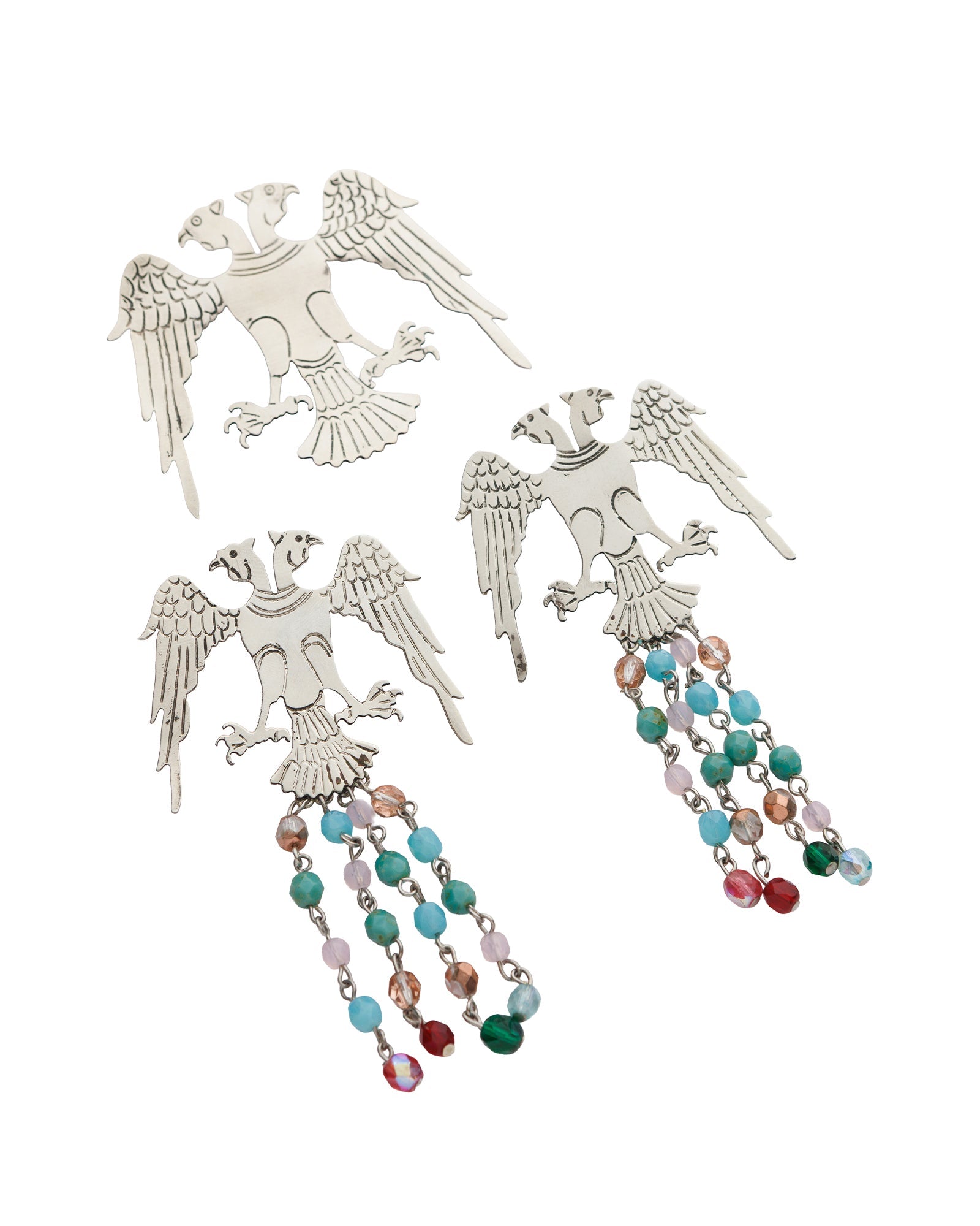 Seljuk Eagle Silver Brooch and Earring Set - izankara