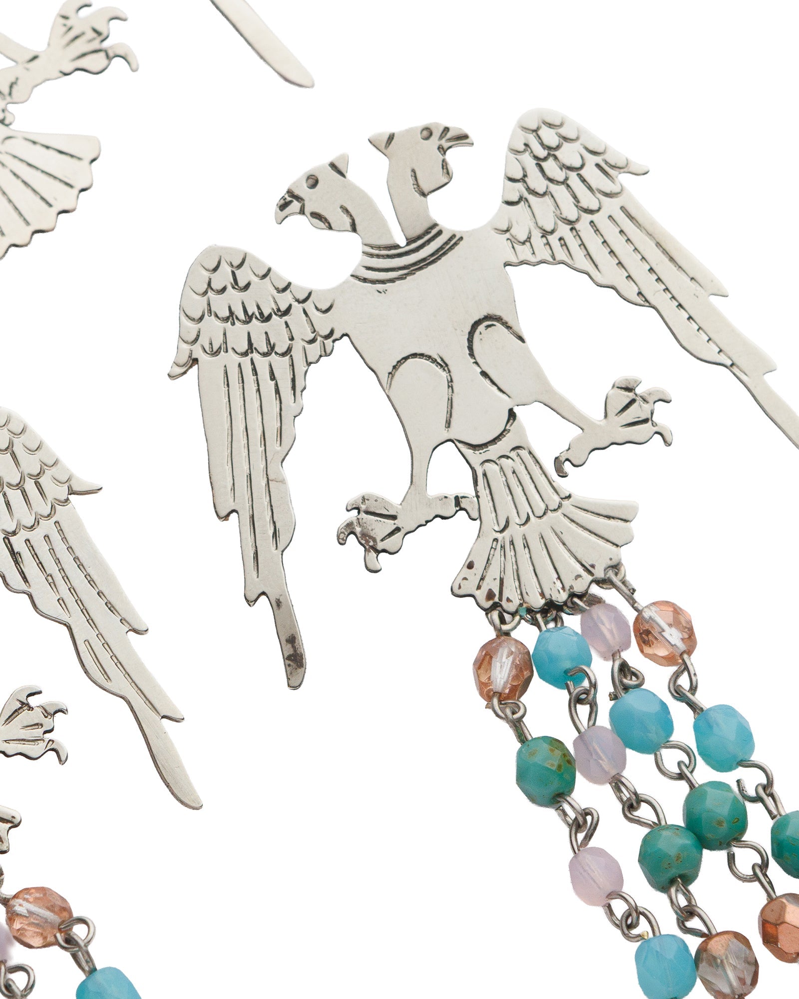 Seljuk Eagle Silver Brooch and Earring Set - izankara