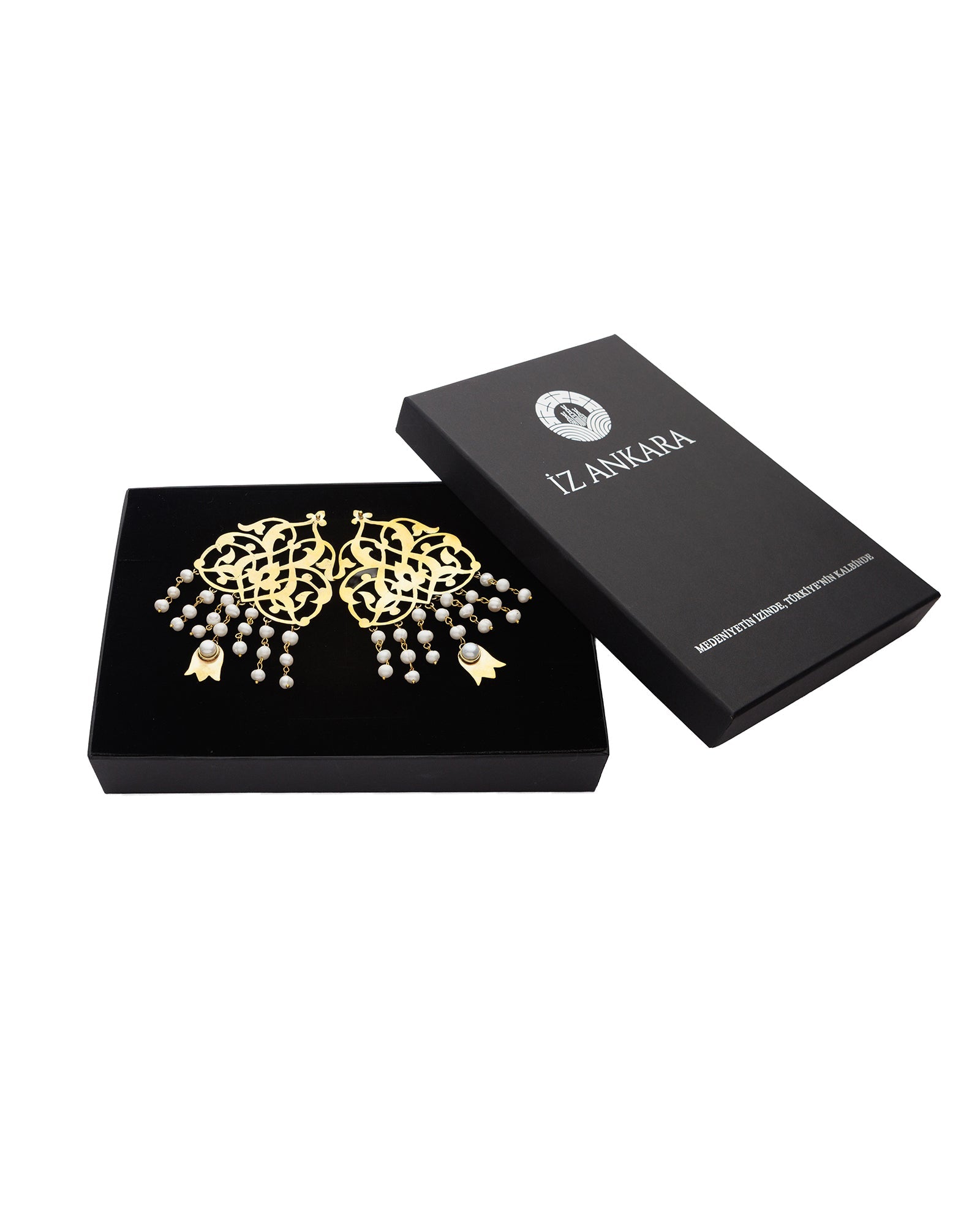 Seljuk Motif Pearl Tasseled Earrings - izankara