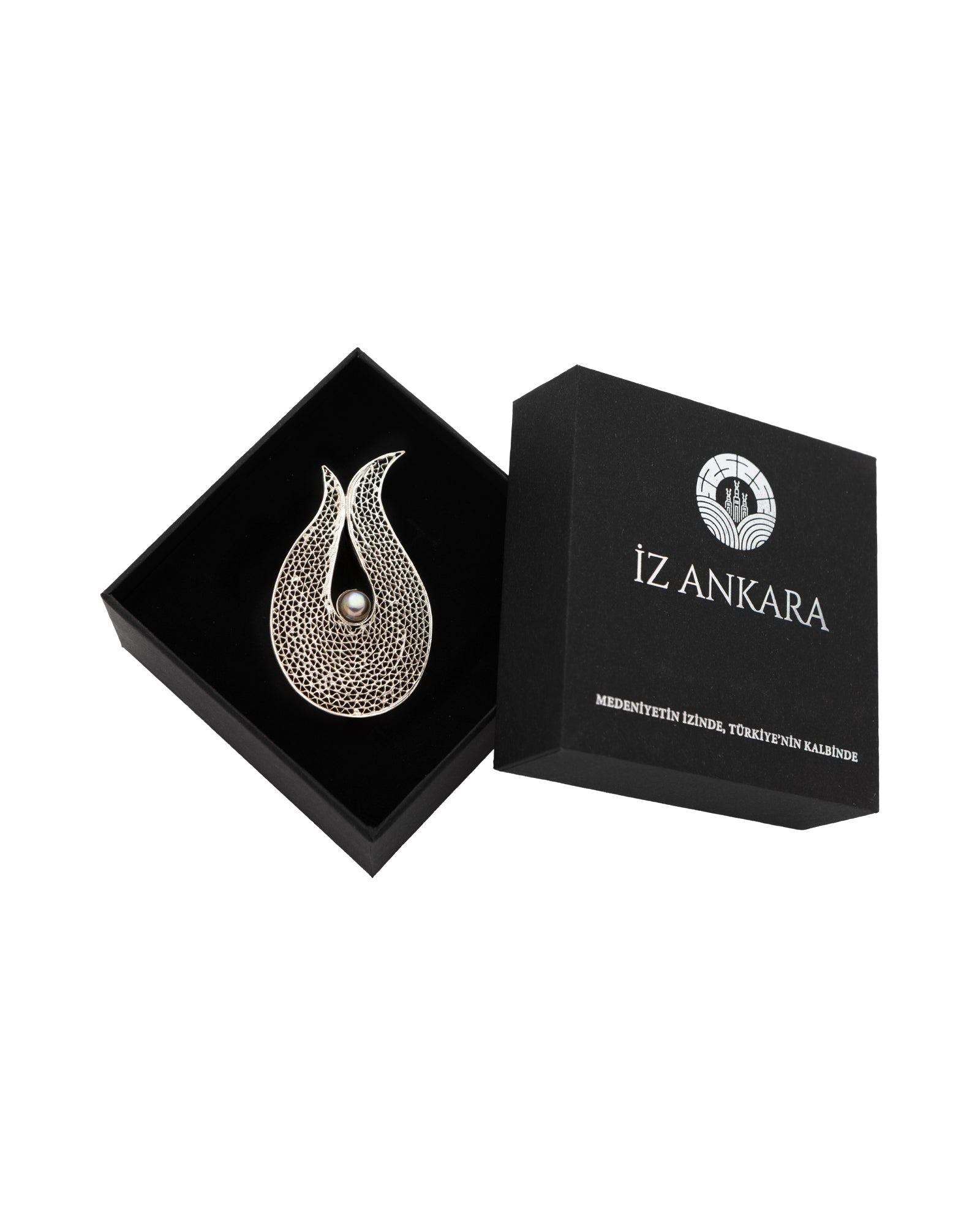 Silver Ball Tulip Shaped Filigree Brooch - 2101 2730 - izankara