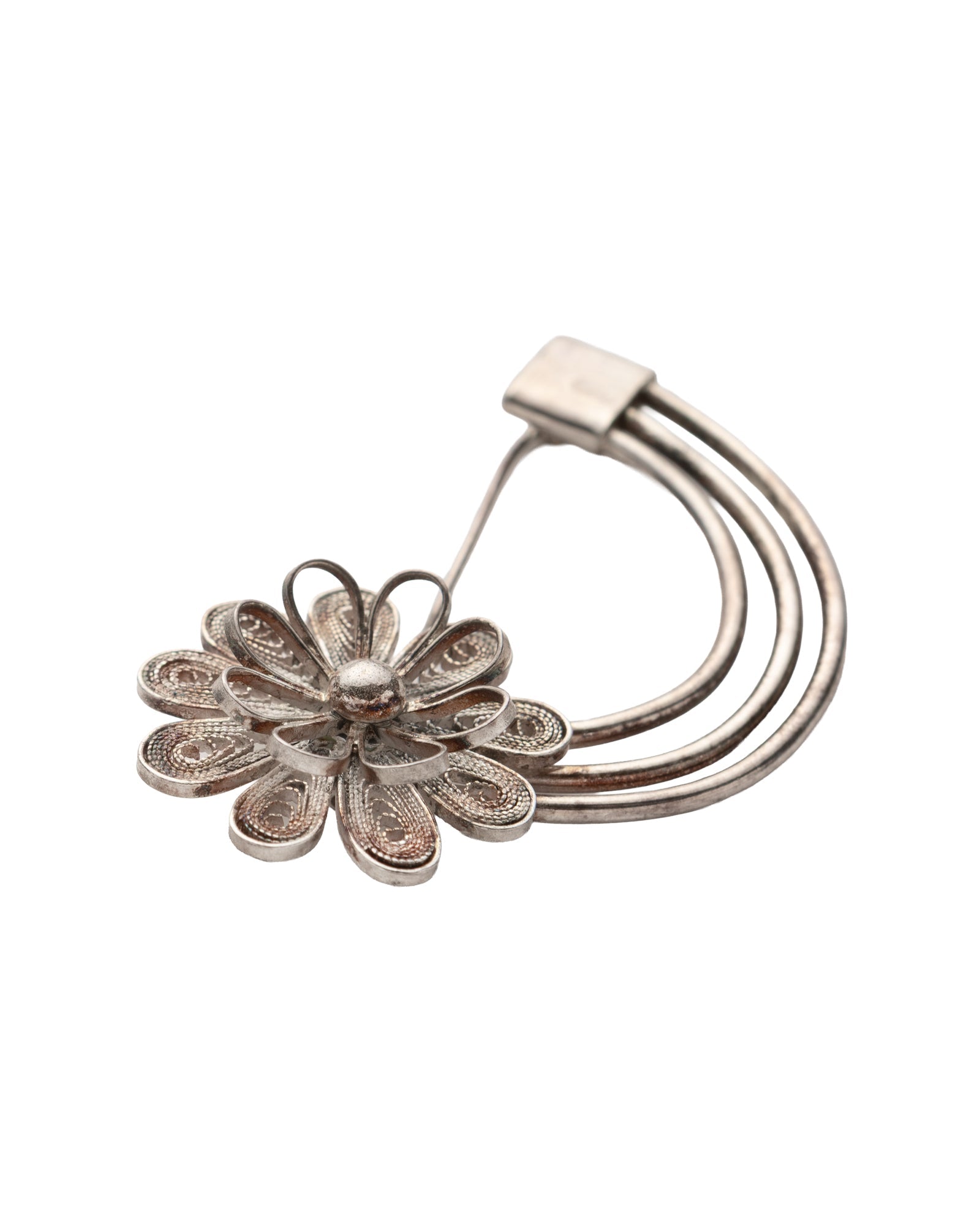 Silver Flower Filigree Brooch - 2100 9822 - izankara