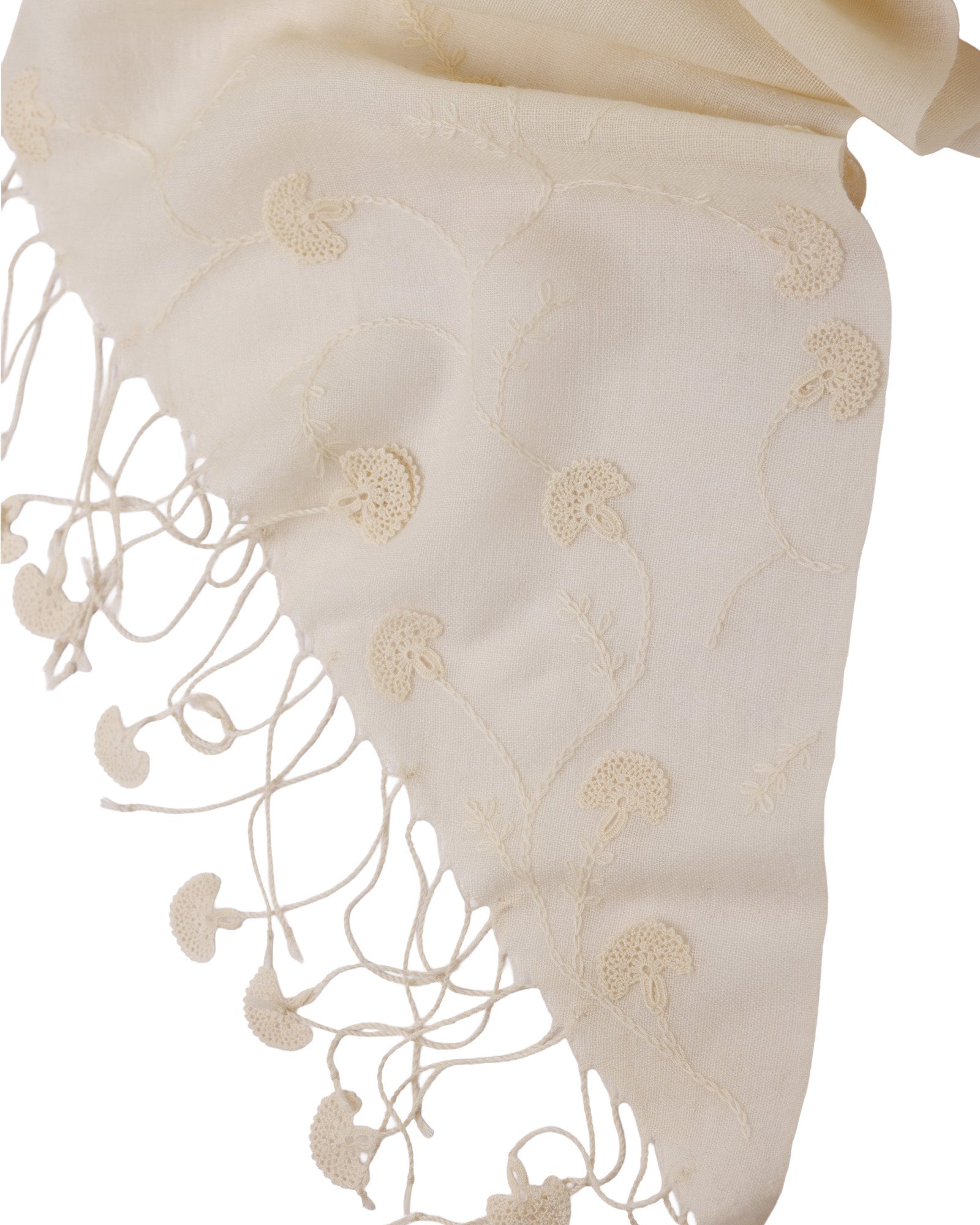 Sof Woven Scarf with Delicate Lace Embroidery - 310 248 - izankara