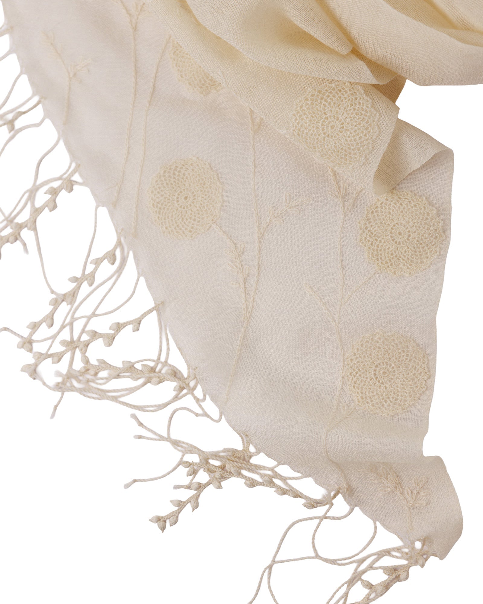 Sof Woven Scarf with Delicate Lace Embroidery - 311 248 - izankara