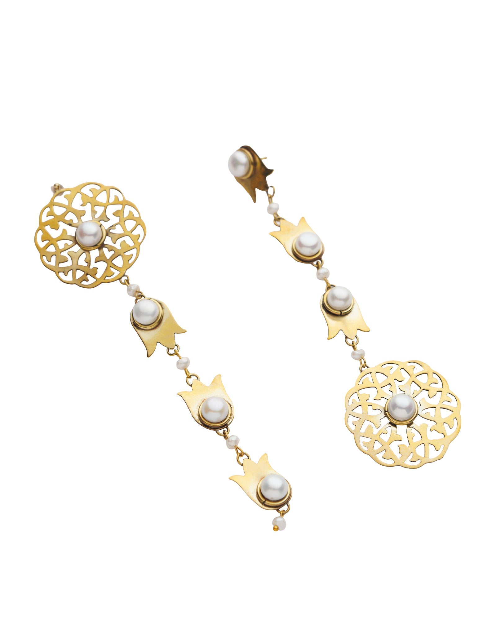 Tulip and Pearl Pattern Earring Set - izankara