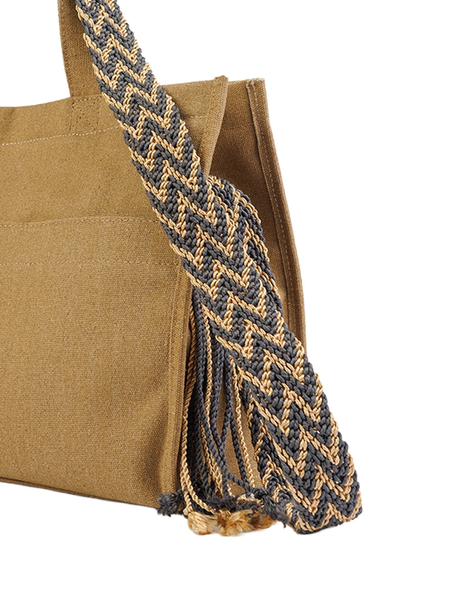 Wayuu Handled Canvas Shoulder Bag - Black Handled - izankara