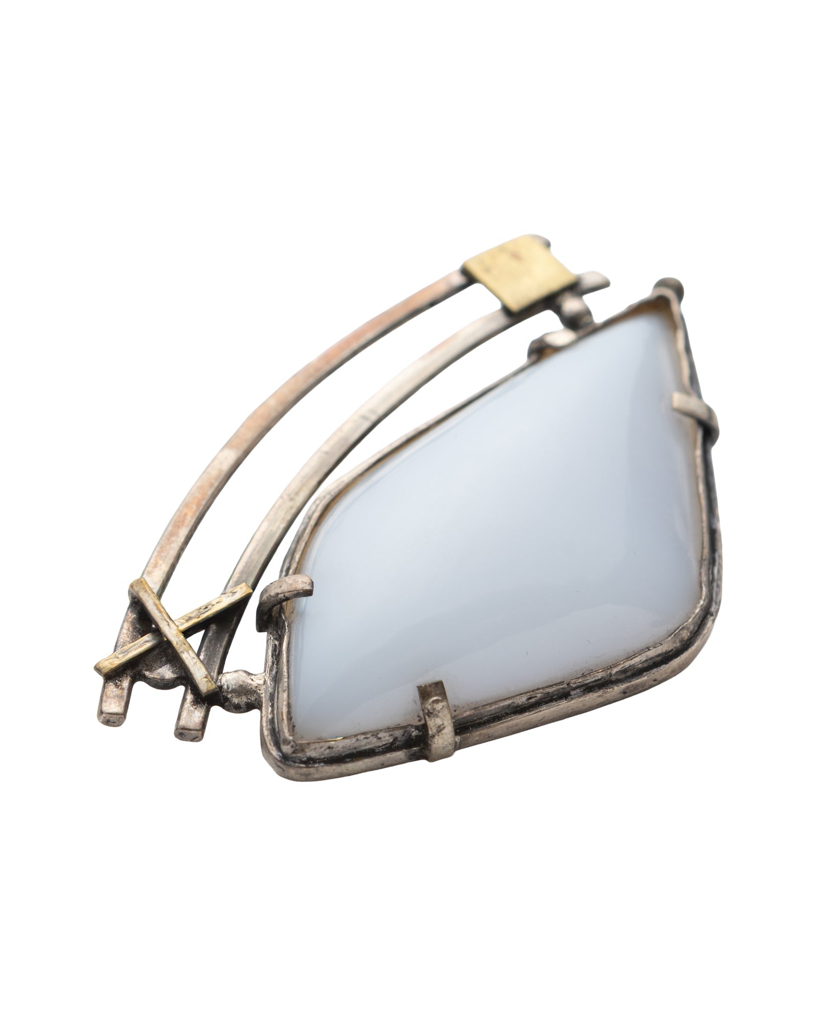 White - Silver Amethyst Brooch - 2100 9495 - izankara