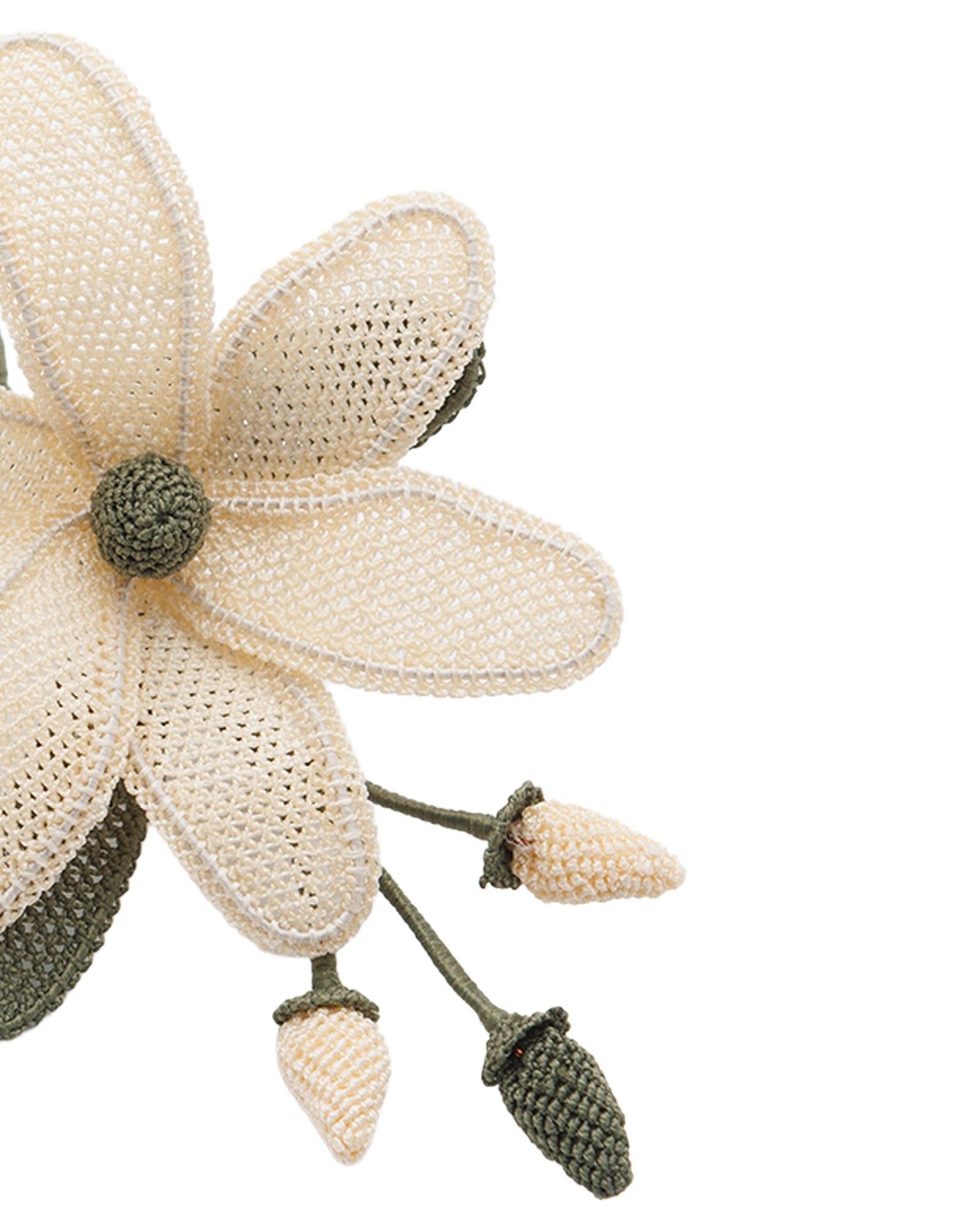 White Wildflower Motif Needle Lace Brooch - izankara