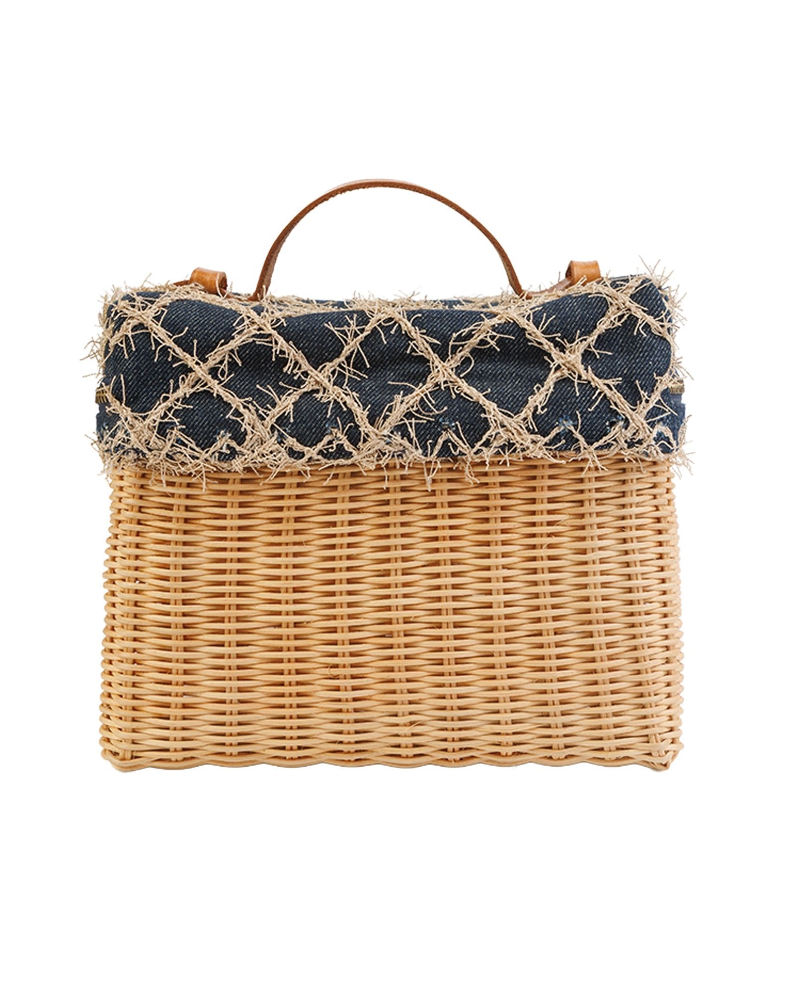 Woven Bag with Blue Trim - izankara