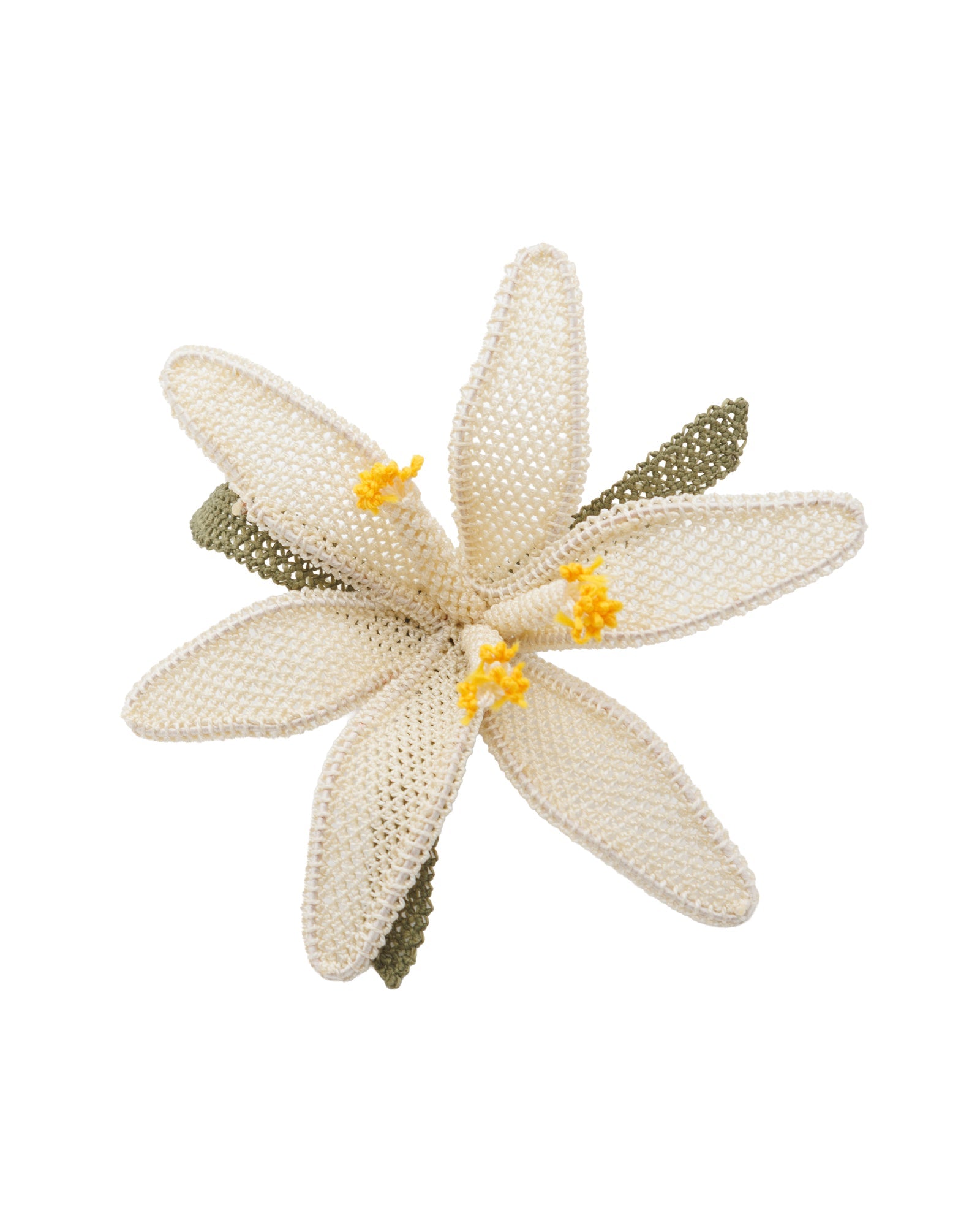 Yellow Lily Motif Needle Lace Brooch - Nallıhan Handcrafted Lace - izankara